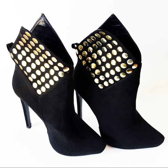 ✨ Shoe Dazzle Black Suede Stiletto Booties 6.5 - Picture 2 of 6